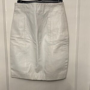 Chic White Leather Midi Skirt